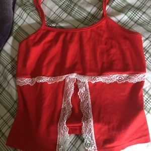 Red crop top by Shein